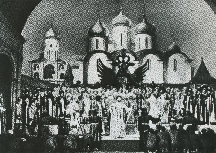 Сцена коронации Бориса в постановке Стокгольмского оперного театра, 1942 год